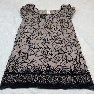 NWT MSSP Tan Black Velvet Dressy Formal  Occasion Silk Blend‎ Sheath Dress XS